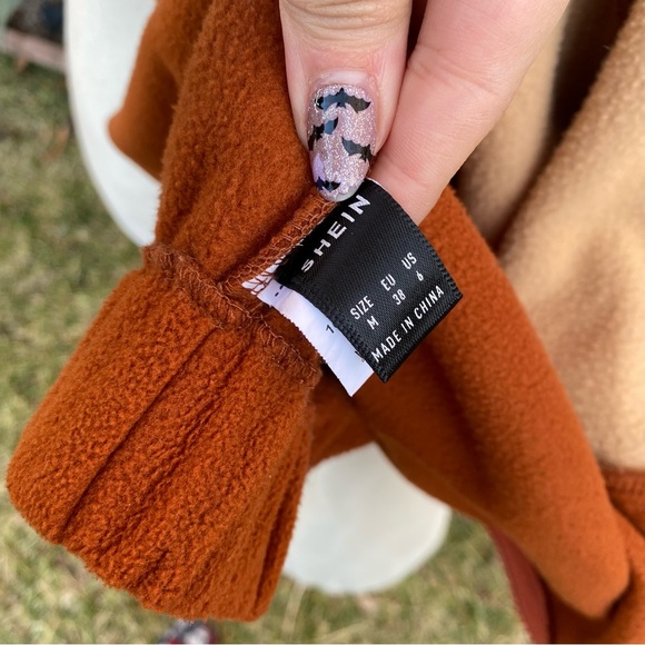 Shein Colorblock Neutral Fleece Cozy Zipper Sweater - Picture 8 of 9